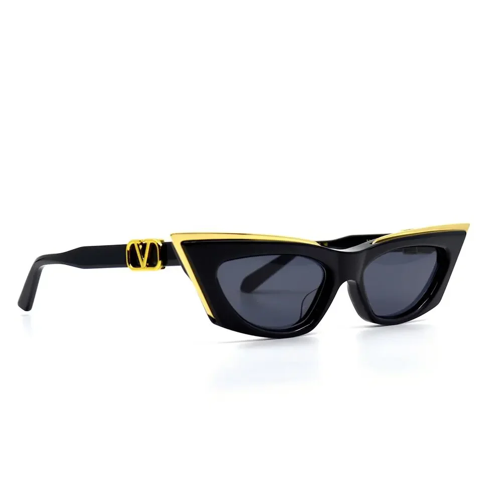 NEW VALENTINO GOLDCUT VLS-113A-55 BLACK GREY LENS SUNGLASSES AUTHENTIC - Picture 4 of 15